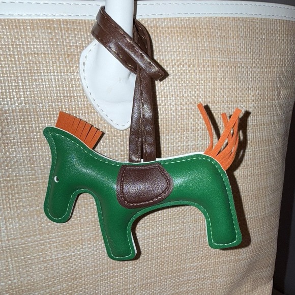 Mark And Graham Large MONTAUK RAFFIA TOTE Straw Summer Tan White Purse Bag - Picture 7 of 14